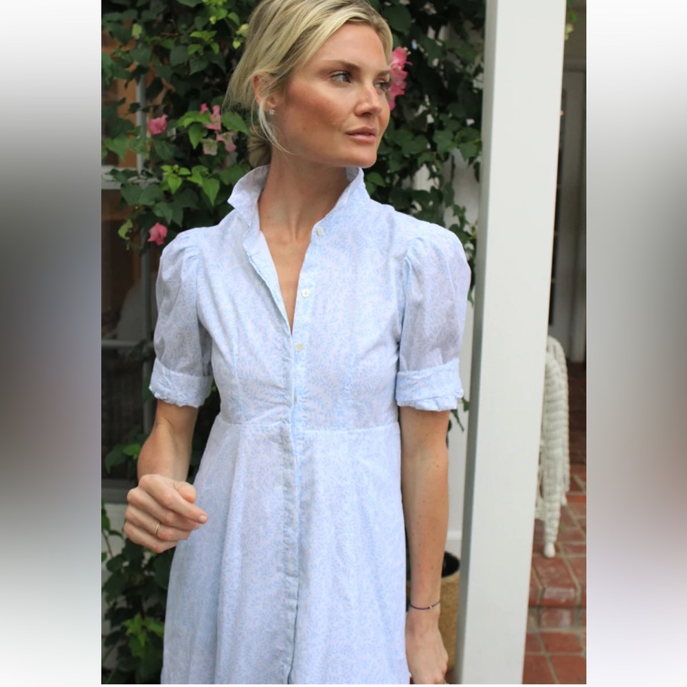 THE JULIA AMORY INDIA AMORY SHORT SLEEVE SHIRT DRESS - BLUE WISTERIA